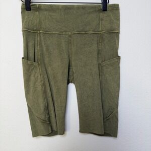 Lululemon Women Fast Free Biker Shorts 8 Green Pockets Gym Workout‎ Ice Dye Moss